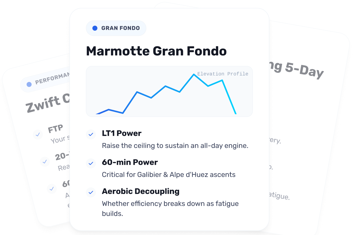 Steady goal types — gran fondo, performance target, multi-day trip